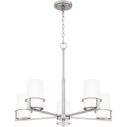 Quoizel Seymour 26in 5-Light Chandelier | Transitional Brushed Nickel and Opal Etched Glass | Dining Room & Foyer | Model SEY5026BN