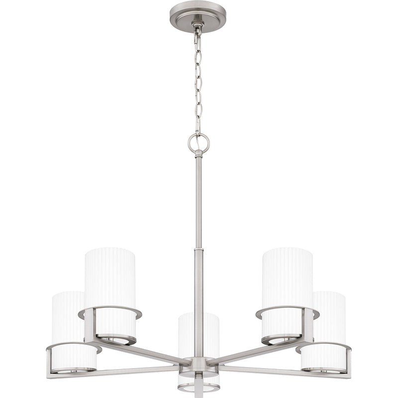 Quoizel Seymour 26in 5-Light Chandelier | Transitional Brushed Nickel and Opal Etched Glass | Dining Room & Foyer | Model SEY5026BN