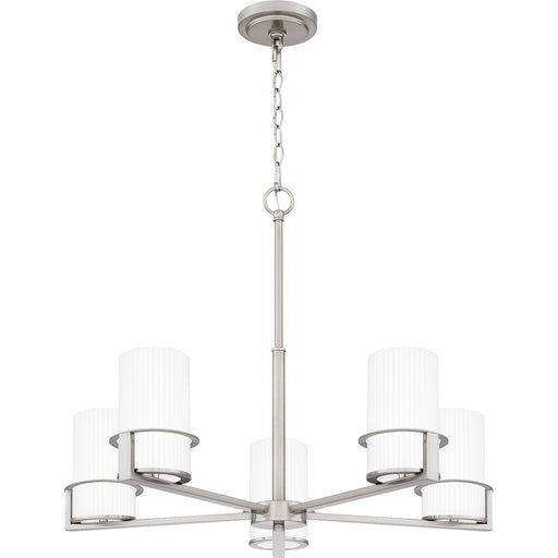 Quoizel Seymour 26in 5-Light Chandelier | Transitional Brushed Nickel and Opal Etched Glass | Dining Room & Foyer | Model SEY5026BN