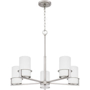 Quoizel Seymour 26in 5-Light Chandelier | Transitional Brushed Nickel and Opal Etched Glass | Dining Room & Foyer | Model SEY5026BN
