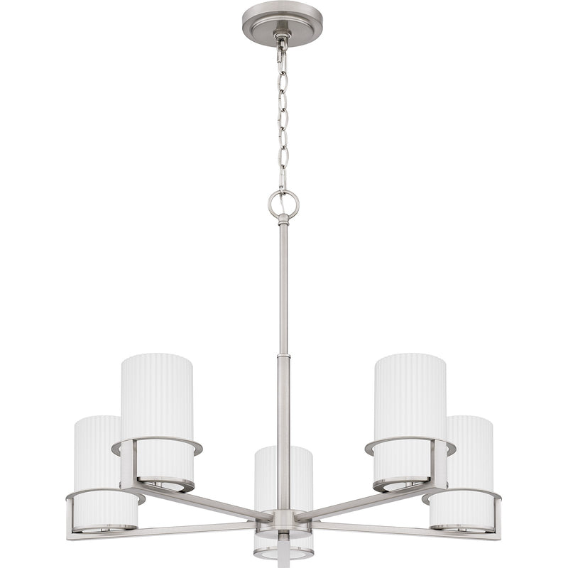 Quoizel Seymour 26in 5-Light Chandelier | Transitional Brushed Nickel and Opal Etched Glass | Dining Room & Foyer | Model SEY5026BN