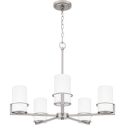 Quoizel Seymour 26in 5-Light Chandelier | Transitional Brushed Nickel and Opal Etched Glass | Dining Room & Foyer | Model SEY5026BN