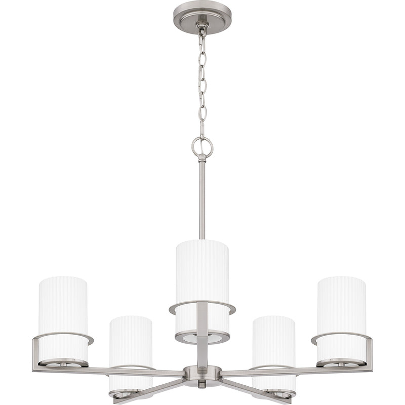 Quoizel Seymour 26in 5-Light Chandelier | Transitional Brushed Nickel and Opal Etched Glass | Dining Room & Foyer | Model SEY5026BN