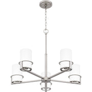 Quoizel Seymour 26in 5-Light Chandelier | Transitional Brushed Nickel and Opal Etched Glass | Dining Room & Foyer | Model SEY5026BN