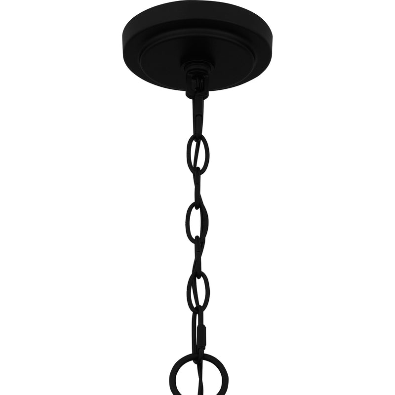 Quoizel Seymour 26in 5-Light Chandelier | Transitional Matte Black and Opal Etched Glass | Dining Room & Foyer | Model SEY5026MBK
