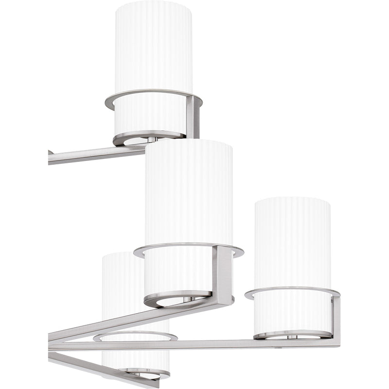 Quoizel Seymour 32in 9-Light Chandelier | Transitional Brushed Nickel and Opal Etched Glass | Dining Room & Foyer | Model SEY5032BN