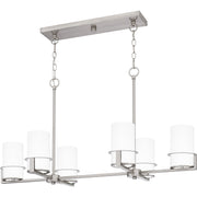 Quoizel Seymour 36in 6-Light Island Chandelier | Transitional Brushed Nickel and Opal Etched Glass | Kitchen Island & Dining Room | Model SEY636BN
