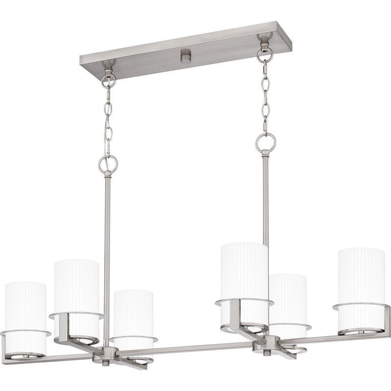Quoizel Seymour 36in 6-Light Island Chandelier | Transitional Brushed Nickel and Opal Etched Glass | Kitchen Island & Dining Room | Model SEY636BN