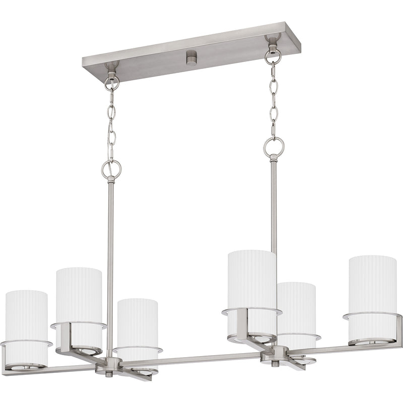 Quoizel Seymour 36in 6-Light Island Chandelier | Transitional Brushed Nickel and Opal Etched Glass | Kitchen Island & Dining Room | Model SEY636BN