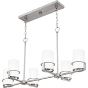 Quoizel Seymour 36in 6-Light Island Chandelier | Transitional Brushed Nickel and Opal Etched Glass | Kitchen Island & Dining Room | Model SEY636BN