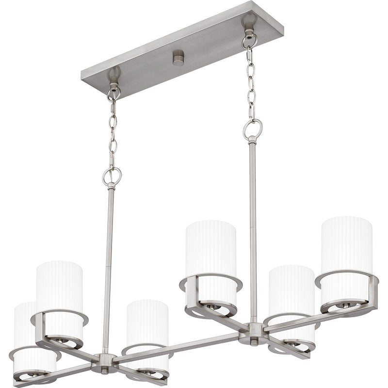 Quoizel Seymour 36in 6-Light Island Chandelier | Transitional Brushed Nickel and Opal Etched Glass | Kitchen Island & Dining Room | Model SEY636BN