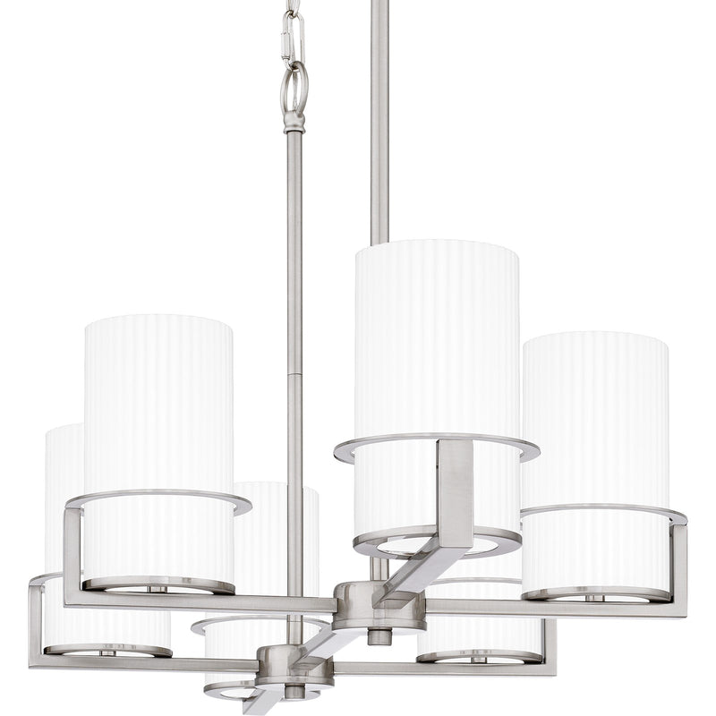 Quoizel Seymour 36in 6-Light Island Chandelier | Transitional Brushed Nickel and Opal Etched Glass | Kitchen Island & Dining Room | Model SEY636BN