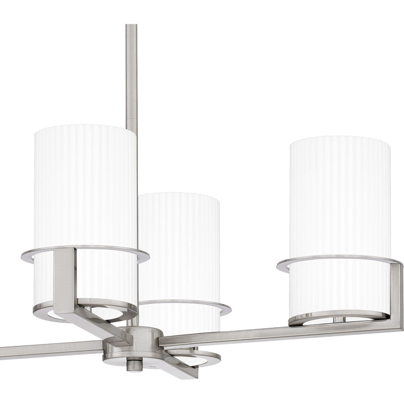 Quoizel Seymour 36in 6-Light Island Chandelier | Transitional Brushed Nickel and Opal Etched Glass | Kitchen Island & Dining Room | Model SEY636BN