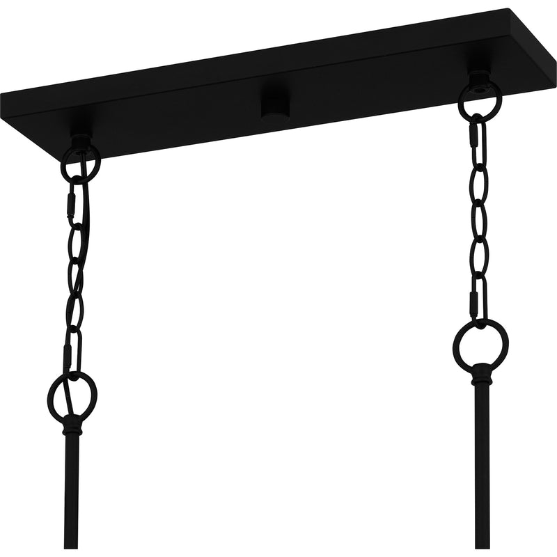 Quoizel Seymour 36in 6-Light Island Chandelier | Transitional Matte Black and Opal Etched Glass | Kitchen Island & Dining Room | Model SEY636MBK