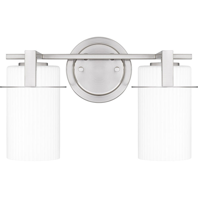 Quoizel Seymour 2 Light Bath Light, Brushed Nickel/Opal Ribbed