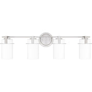 Quoizel Seymour 31in 4-Light Vanity Light | Transitional Brushed Nickel and Opal Etched Glass | Bathroom Vanity & Powder Room | Model SEY8631BN