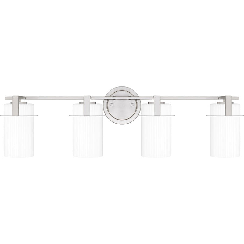Quoizel Seymour 31in 4-Light Vanity Light | Transitional Brushed Nickel and Opal Etched Glass | Bathroom Vanity & Powder Room | Model SEY8631BN
