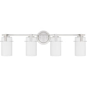 Quoizel Seymour 31in 4-Light Vanity Light | Transitional Brushed Nickel and Opal Etched Glass | Bathroom Vanity & Powder Room | Model SEY8631BN