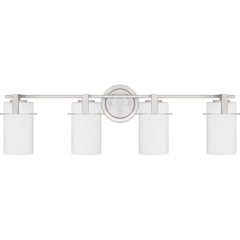 Quoizel Seymour 31in 4-Light Vanity Light | Transitional Brushed Nickel and Opal Etched Glass | Bathroom Vanity & Powder Room | Model SEY8631BN