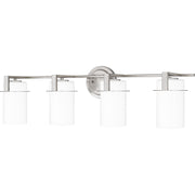 Quoizel Seymour 31in 4-Light Vanity Light | Transitional Brushed Nickel and Opal Etched Glass | Bathroom Vanity & Powder Room | Model SEY8631BN