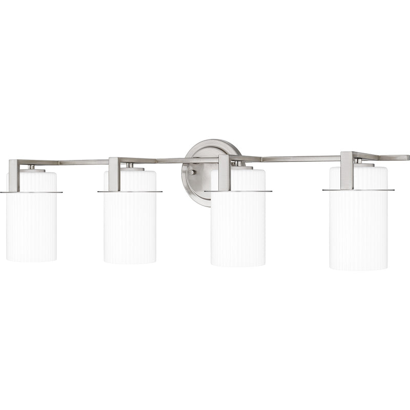 Quoizel Seymour 31in 4-Light Vanity Light | Transitional Brushed Nickel and Opal Etched Glass | Bathroom Vanity & Powder Room | Model SEY8631BN