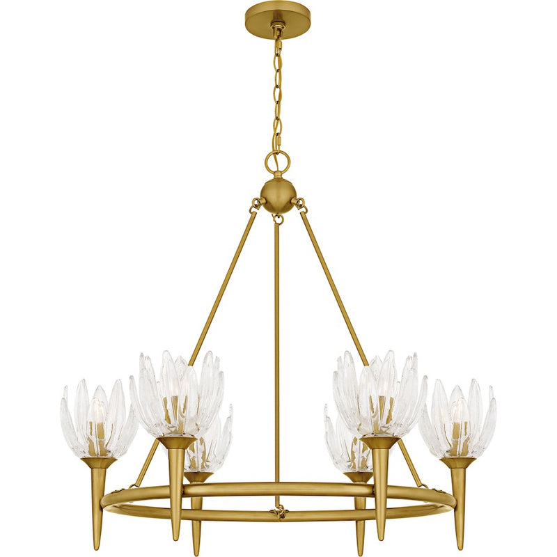 Quoizel Shea 6Light Chandelier, Brushed Gold/Glass - SHA5032BRG