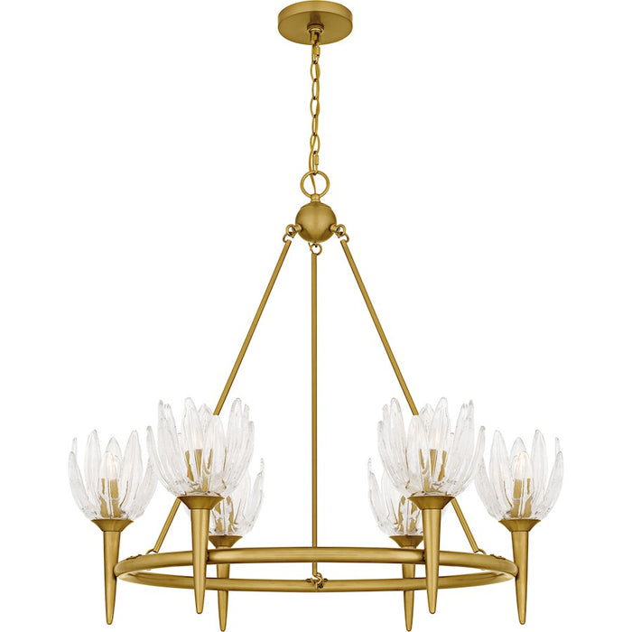 Quoizel Shea 6Light Chandelier, Brushed Gold/Glass - SHA5032BRG