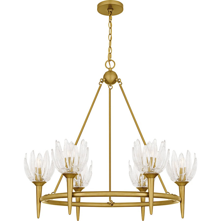 Quoizel Shea 6Light Chandelier, Brushed Gold/Glass - SHA5032BRG
