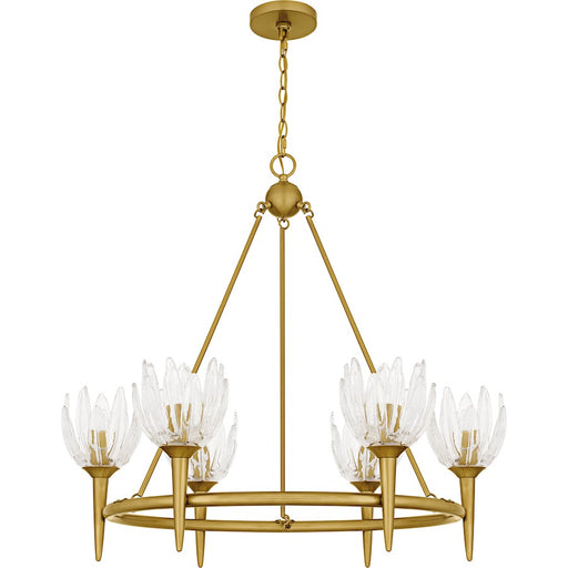 Quoizel Shea 6Light Chandelier, Brushed Gold/Glass