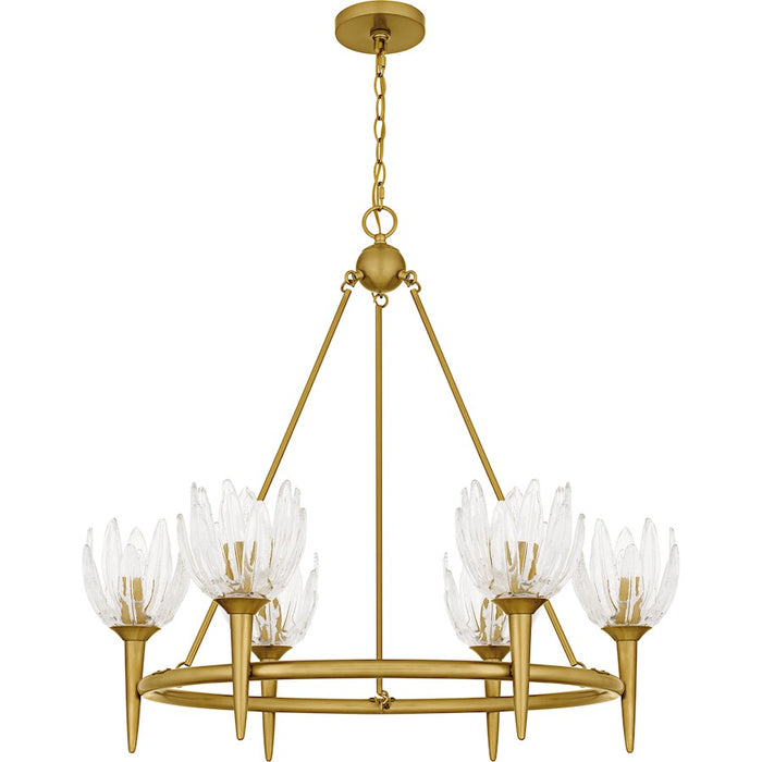 Quoizel Shea 6Light Chandelier, Brushed Gold/Glass