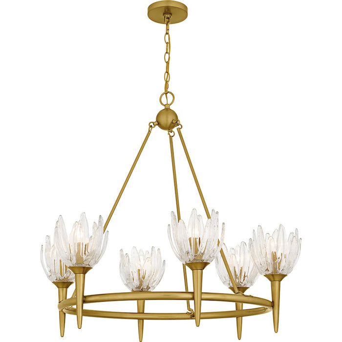 Quoizel Shea 6Light Chandelier, Brushed Gold/Glass
