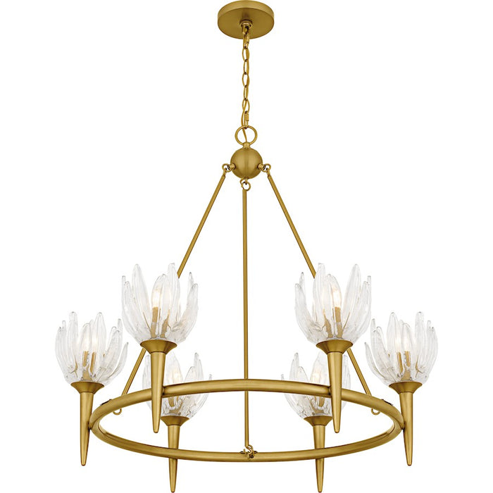 Quoizel Shea 6Light Chandelier, Brushed Gold/Glass