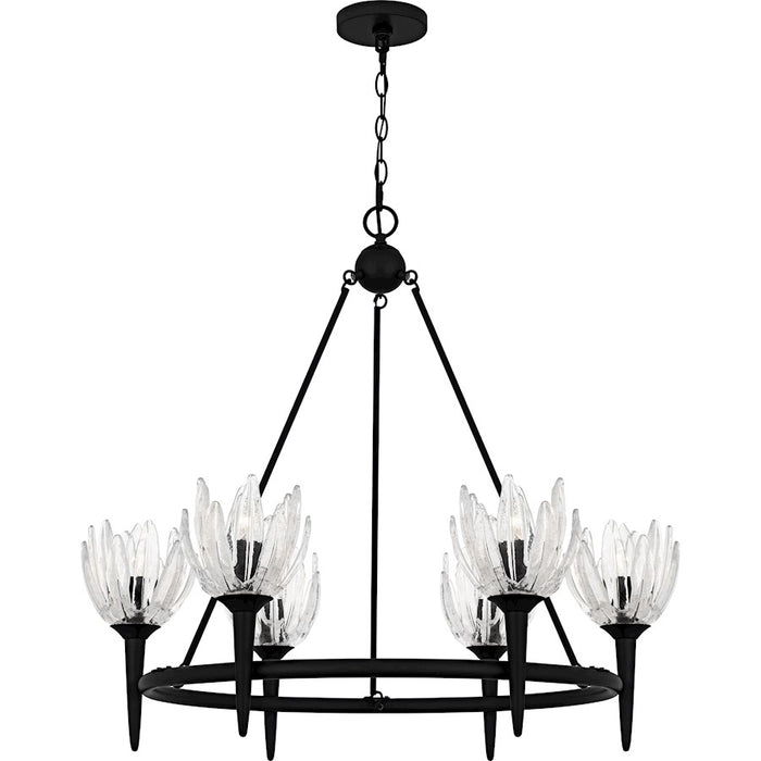 Quoizel Shea 6Light Chandelier, Matte Black/Glass - SHA5032MBK