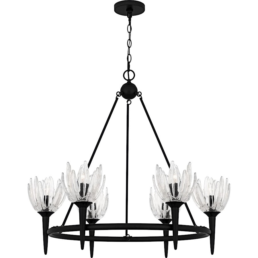 Quoizel Shea 6Light Chandelier, Matte Black/Glass - SHA5032MBK