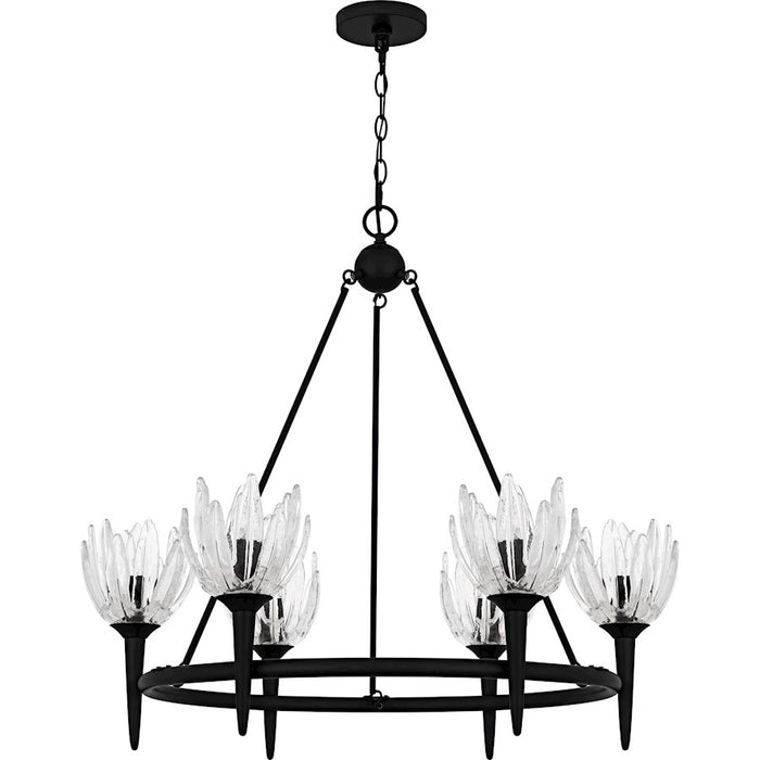 Quoizel Shea 6Light Chandelier, Matte Black/Glass