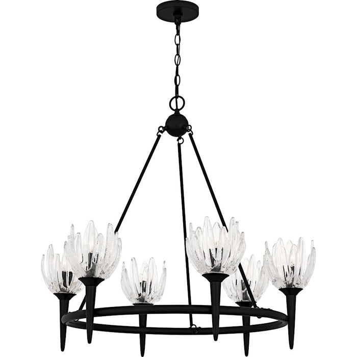 Quoizel Shea 6Light Chandelier, Matte Black/Glass