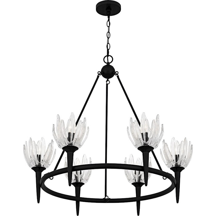 Quoizel Shea 6Light Chandelier, Matte Black/Glass