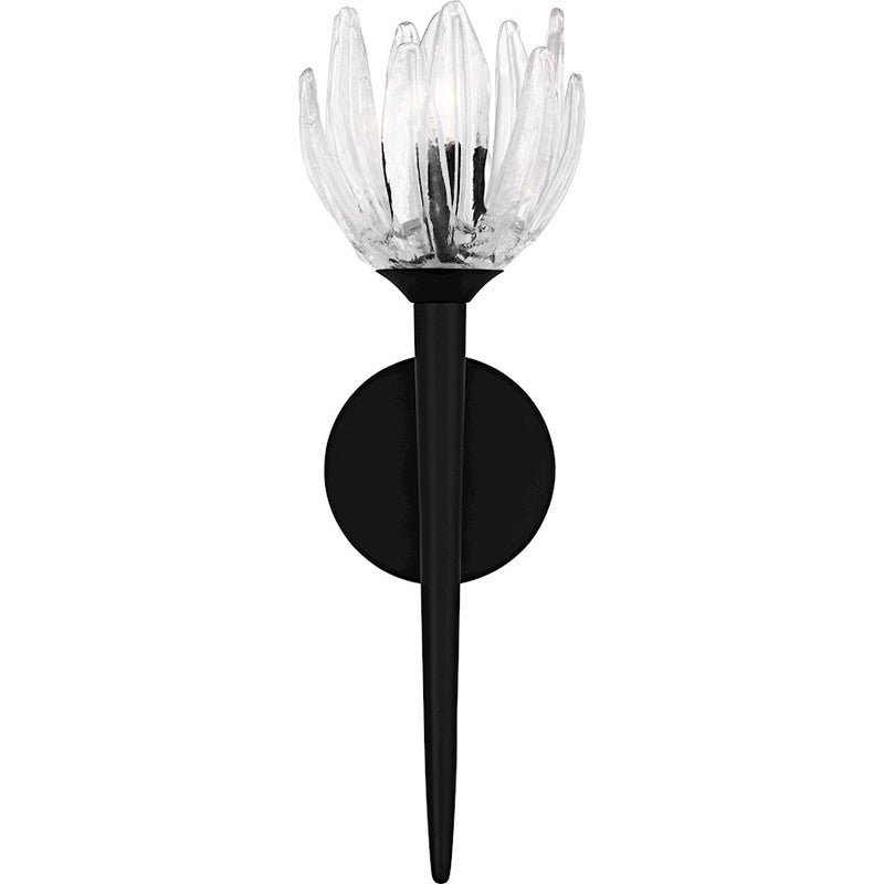 Quoizel Shea 1Light Wall Sconce, Matte Black/Glass