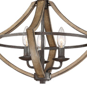 Quoizel Shire 16in 3-Light Semi-Flush Mount | Rustic Black Steel Faux Wood Frame | Bedroom & Hallway Accent Light | Model SHR1716RK