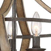 Quoizel Shire 16in 3-Light Semi-Flush Mount | Rustic Black Steel Faux Wood Frame | Bedroom & Hallway Accent Light | Model SHR1716RK