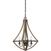 Quoizel Shire 18in 4-Light Pendant | Rustic Black Steel Faux Wood Frame | Kitchen Island & Dining Room | 18.25 x 18.25 x 24 in | Model SHR2818RK