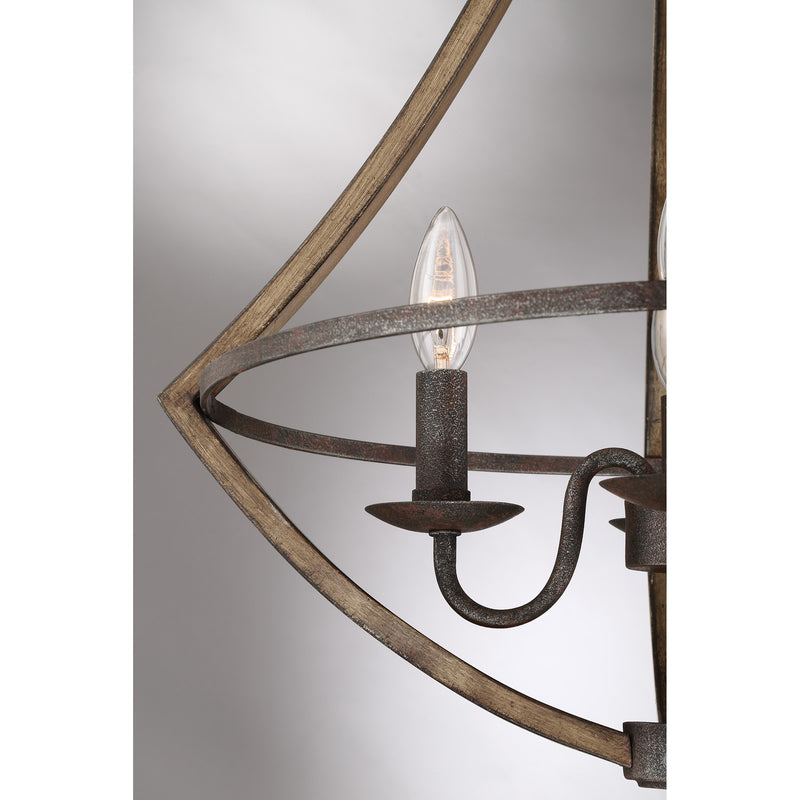 Quoizel Shire 18in 4-Light Pendant | Rustic Black Steel Faux Wood Frame | Kitchen Island & Dining Room | 18.25 x 18.25 x 24 in | Model SHR2818RK