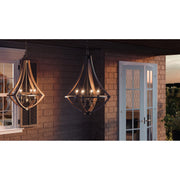 Quoizel Shire 18in 4-Light Pendant | Rustic Black Steel Faux Wood Frame | Kitchen Island & Dining Room | 18.25 x 18.25 x 24 in | Model SHR2818RK