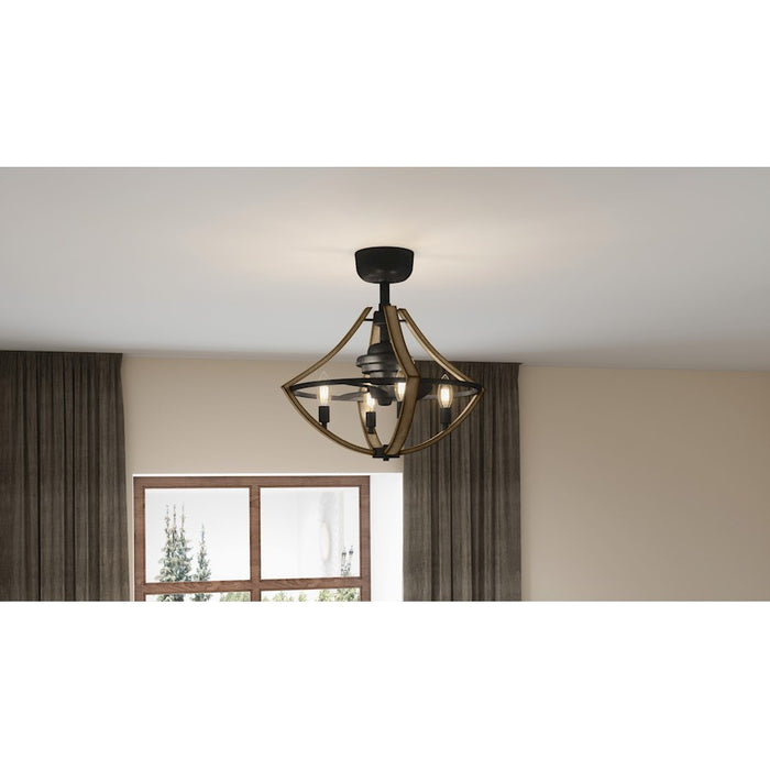 Quoizel Shire 4 Light Fandelier, Rustic Black