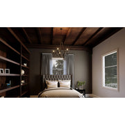 Quoizel Shire 26in 5-Light Chandelier | Rustic Black Steel Faux Wood Frame | Dining Room & Foyer | 26.5 x 26.5 x 25 in | Model SHR5005RK