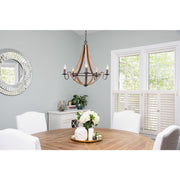 Quoizel Shire 26in 5-Light Chandelier | Rustic Black Steel Faux Wood Frame | Dining Room & Foyer | 26.5 x 26.5 x 25 in | Model SHR5005RK