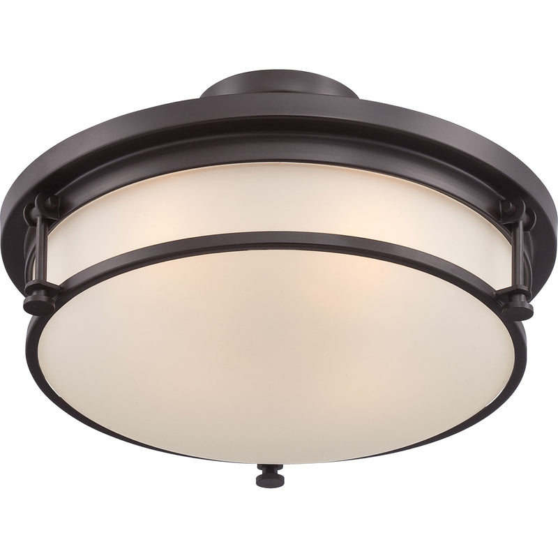 Quoizel Sailor 16in 4-Light Semi-Flush Mount | Nautical Western Bronze and White Etched Glass | Bedroom & Hallway | 16 x 16 x 9.5 in | Model SLR1716WT