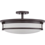 Quoizel Sailor 20in 5-Light Semi-Flush Mount | Nautical Western Bronze and White Etched Glass | Bedroom & Foyer | 20 x 20 x 9.5 in | Model SLR1720WT