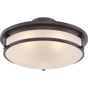 Quoizel Sailor 20in 5-Light Semi-Flush Mount | Nautical Western Bronze and White Etched Glass | Bedroom & Foyer | 20 x 20 x 9.5 in | Model SLR1720WT