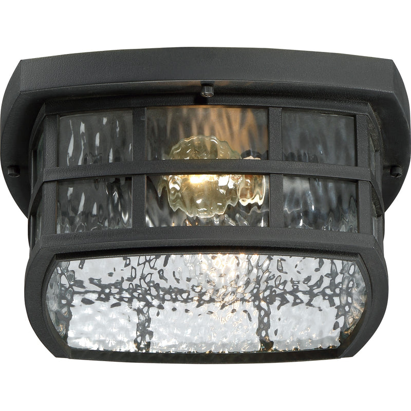 Quoizel Stonington 12in 2-Light Outdoor Lantern | Coastal Mystic Black and Clear Water Glass | Porch & Patio | 12 x 12 x 5.75 in | Model SNN1612K